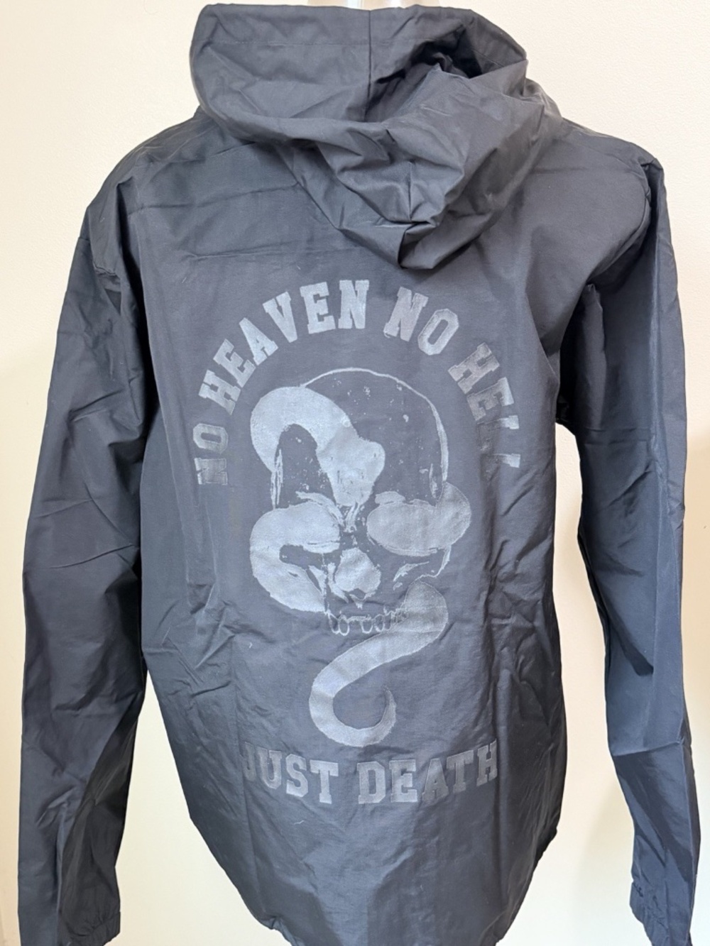 Flying Coffin No Heaven No Hell Just Death Lightweight Hooded Windbreaker Sz XL